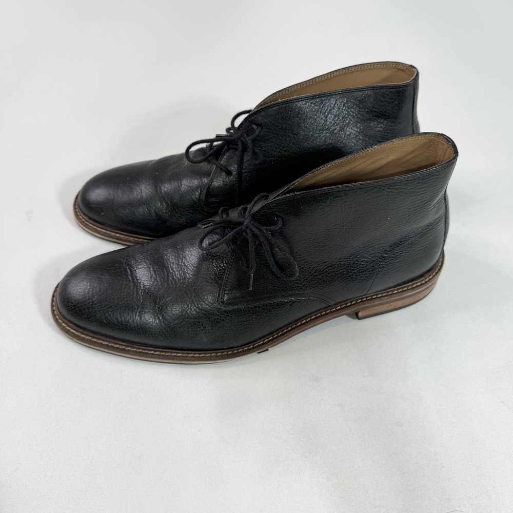 Leather Chukka Boots Mens Size 12 Black Pebbled Lace Up Ankle Dress C22940